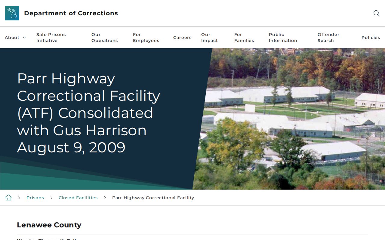 Gus Harrison Correctional Facility release records and Parr Highway consolidation history