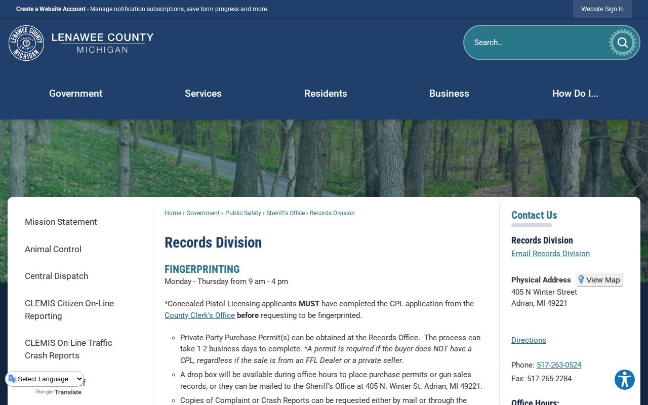 Lenawee County 72-hour release record request contacts